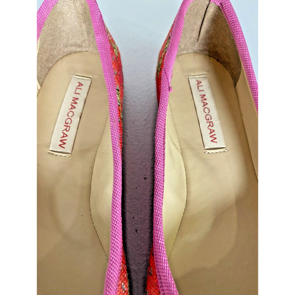 ALI MCGRAW Pink Green Recycled Plastic Ballet Flats Slip On Shoes Bow Size 6.5 - Picture 7 of 8
